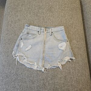 CARMAR Dallas Beatrice Zip Front Denim Mini Skirt US Size 25